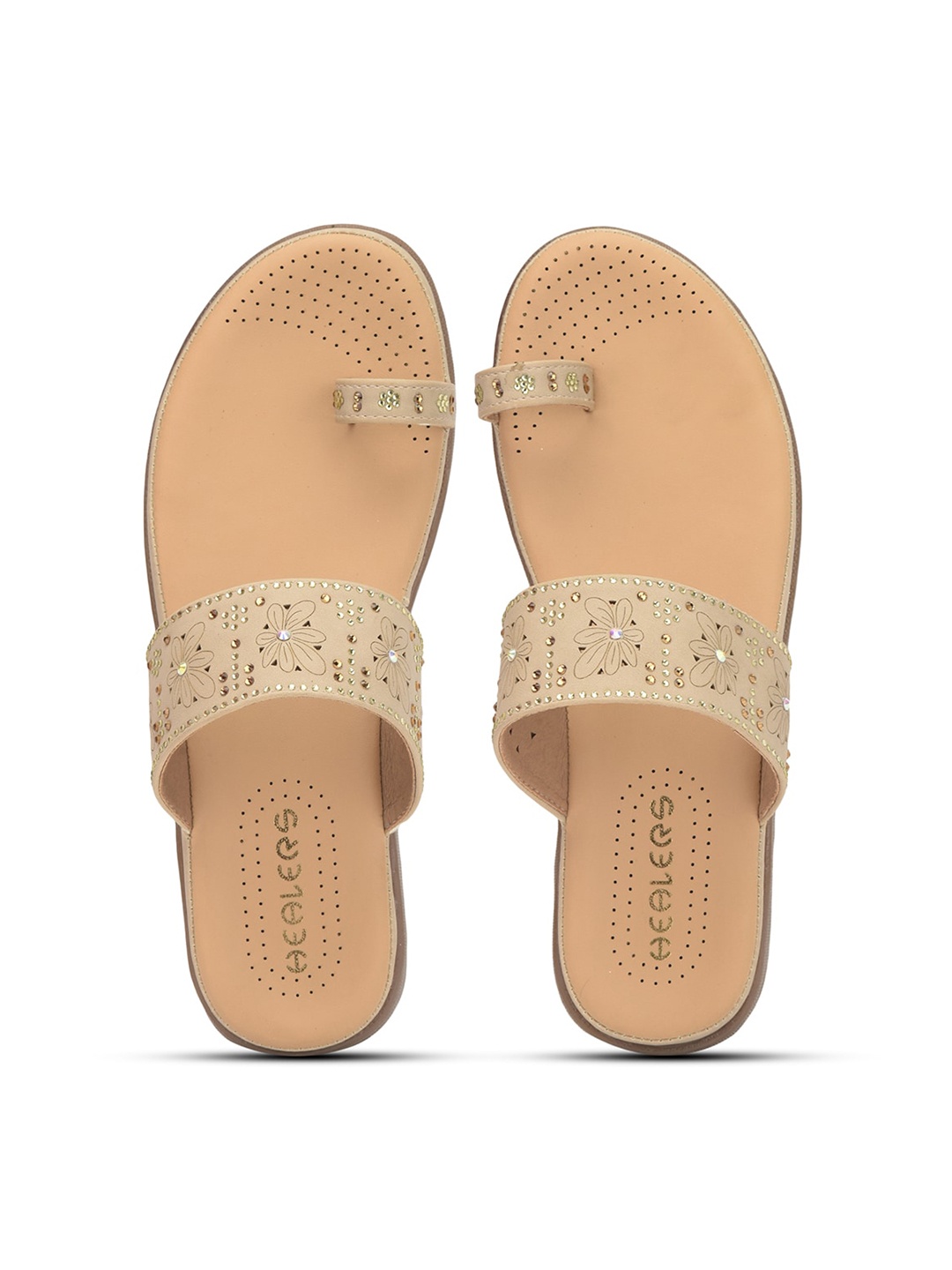 

Liberty Women Embellished Ethnic One Toe Flats, Beige