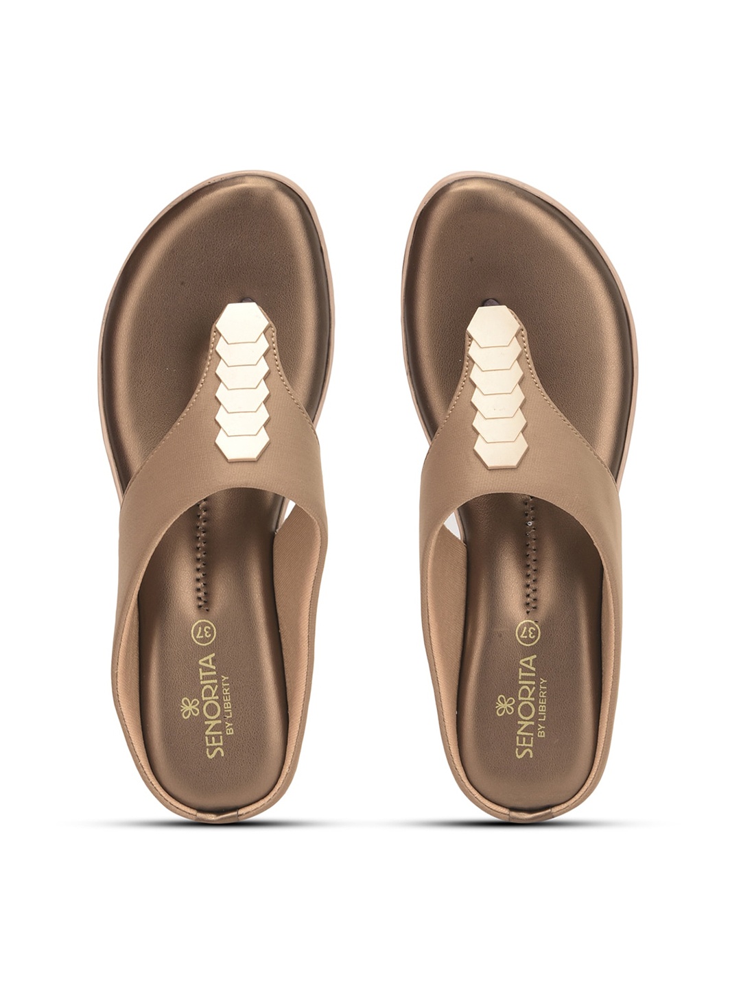 

Liberty Women Embellished T-Strap Flats, Gold
