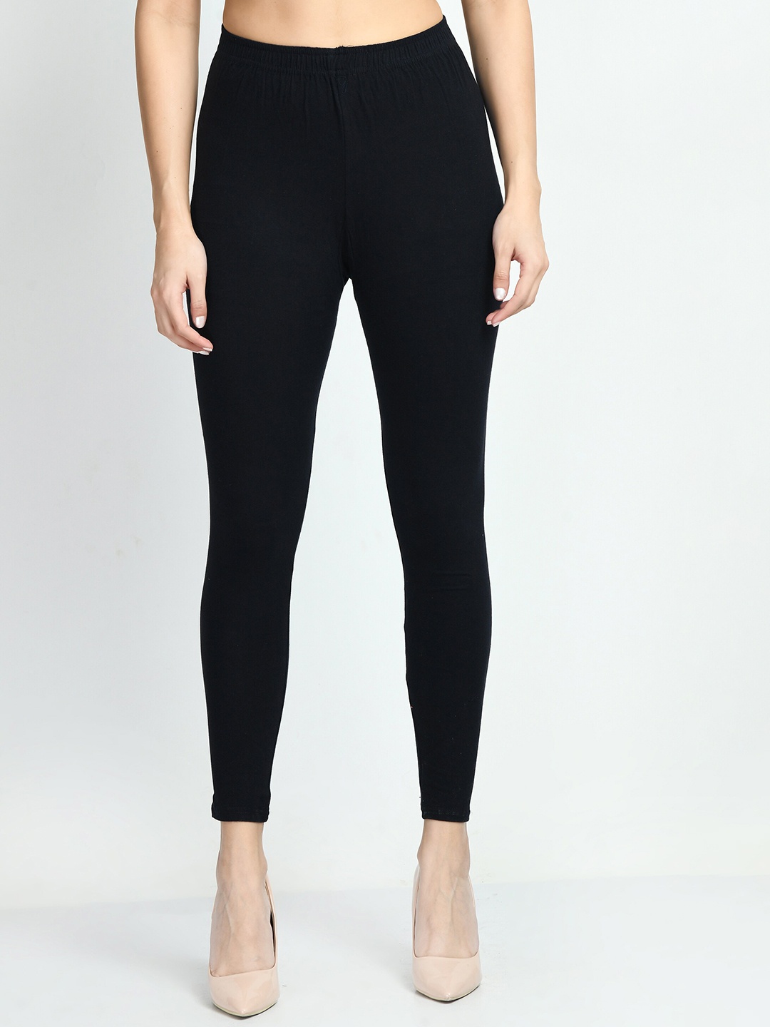 

V&M Women Cotton Slim Fit Ankle-Length Leggings, Black