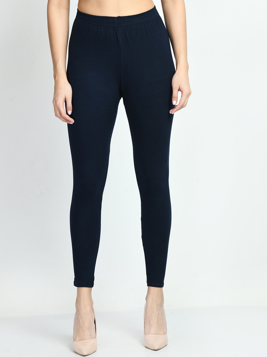 

V&M Women Cotton Slim Fit Ankle-Length Leggings, Navy blue