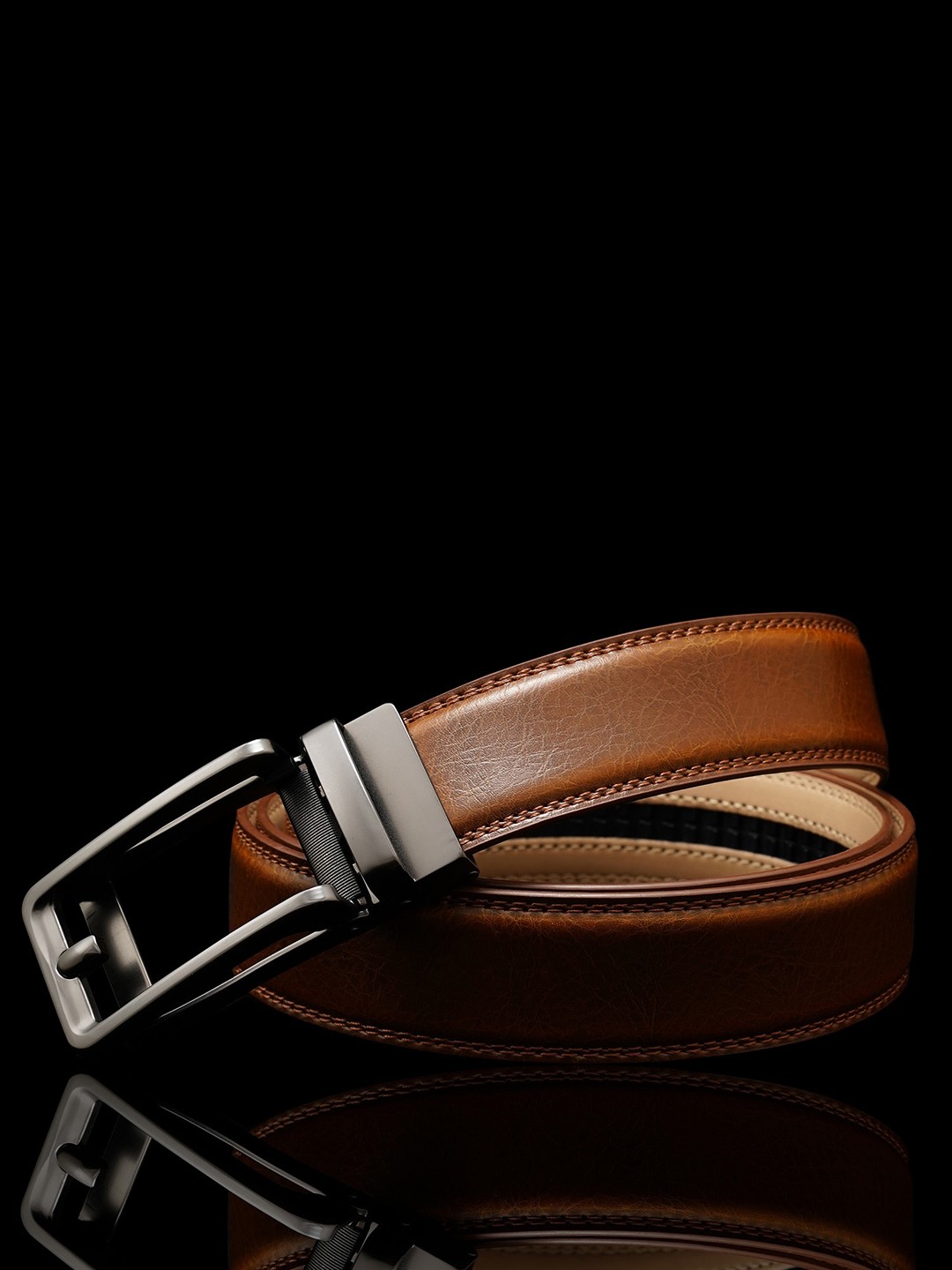 

NAEVE Men Leather Formal Belt, Brown