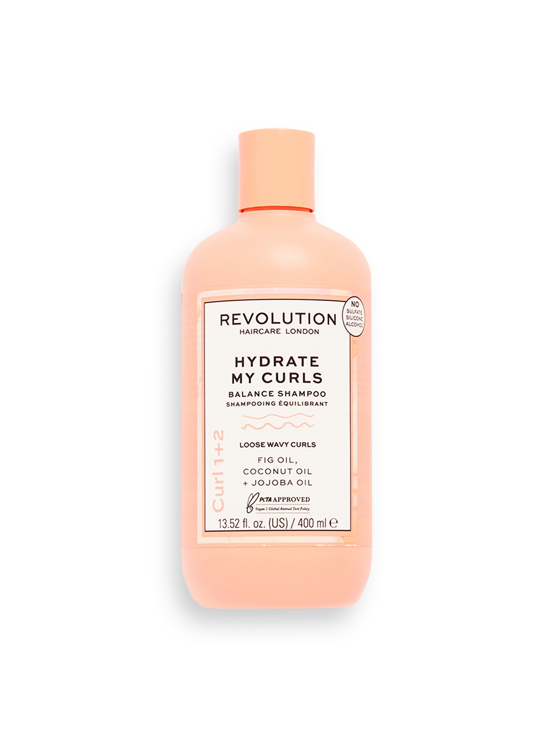 

Revolution Haircare Hydrate My Curls Balance Shampoo with jojoba for Type 1+2 Curls- 400ml, Peach