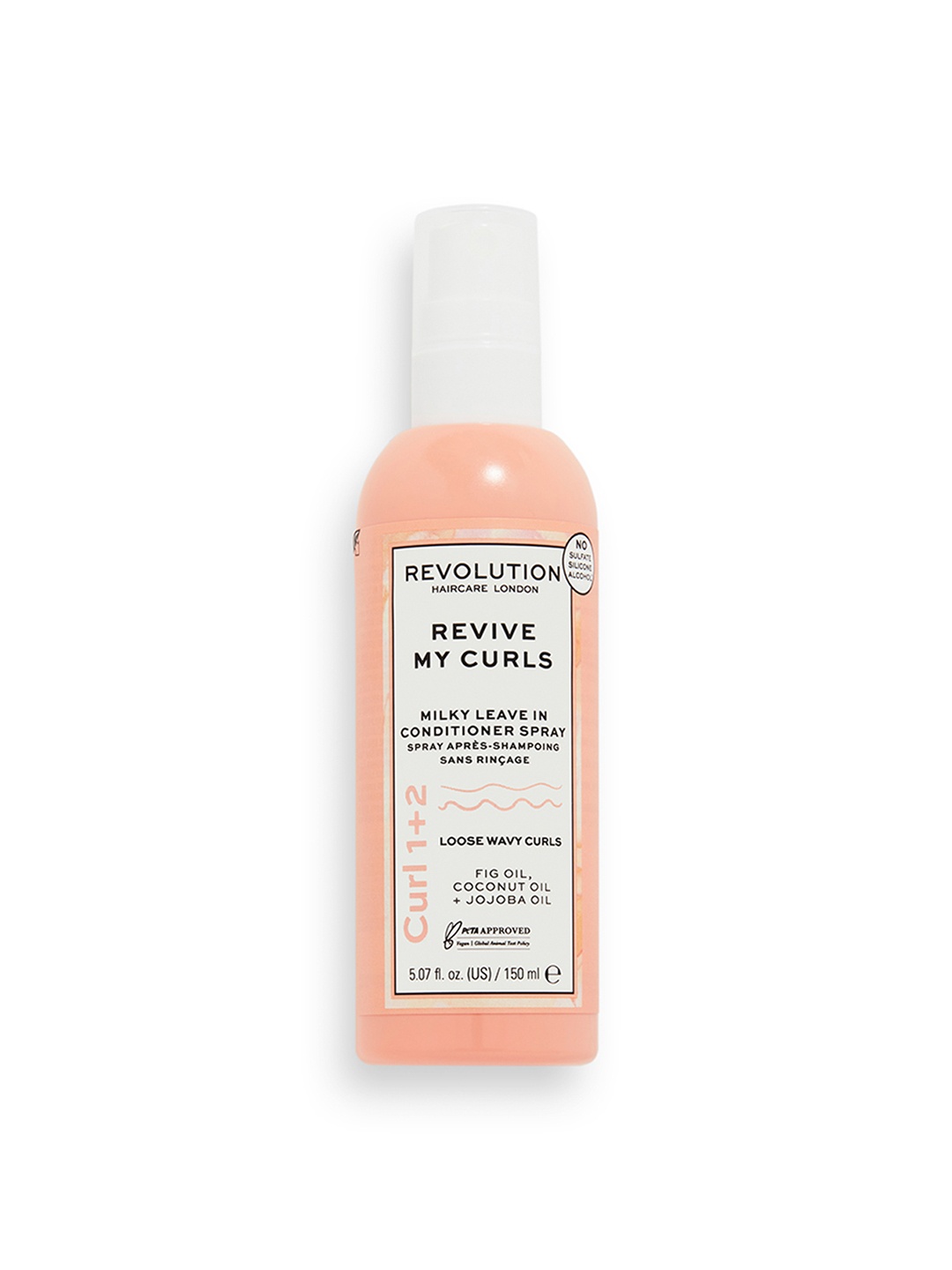 

Revolution Haircare Revive My Curls Milky Leave-In Conditioner Spray with Jojoba Oil-150ml, Peach