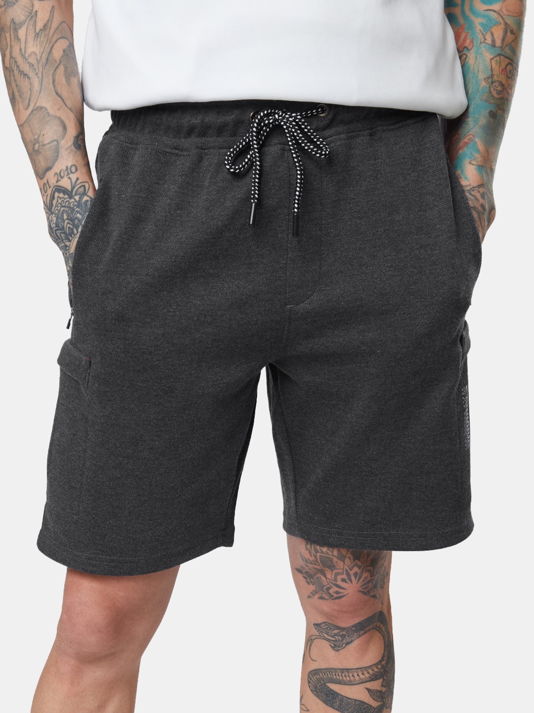 

The Souled Store Men Regular Fit Mid Rise Shorts, Charcoal