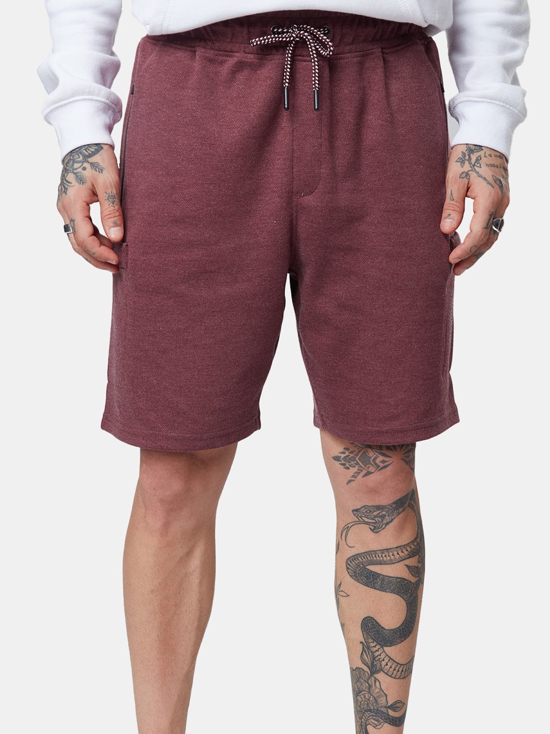 

The Souled Store Men Regular Fit Mid Rise Shorts, Burgundy