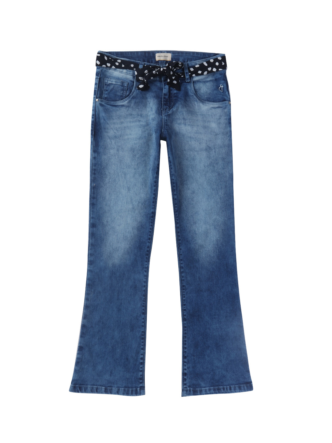 

Gini and Jony Kids Girls Cotton Flared Heavy Fade Jeans, Blue