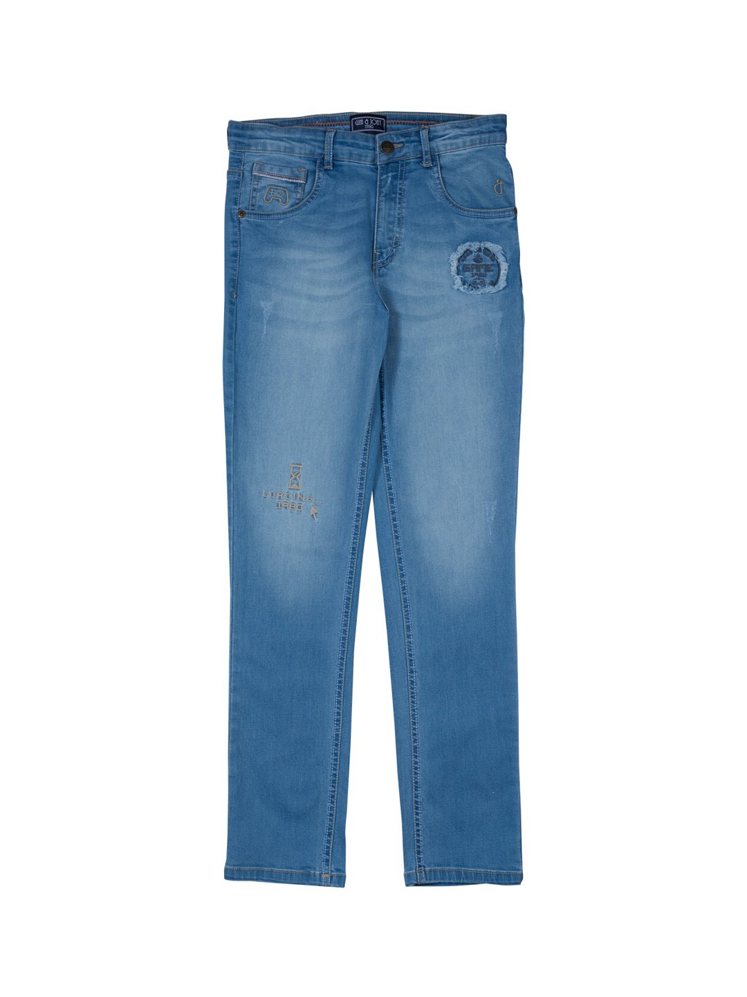 

Gini and Jony Boys Cotton Straight Fit Light Fade Jeans, Blue