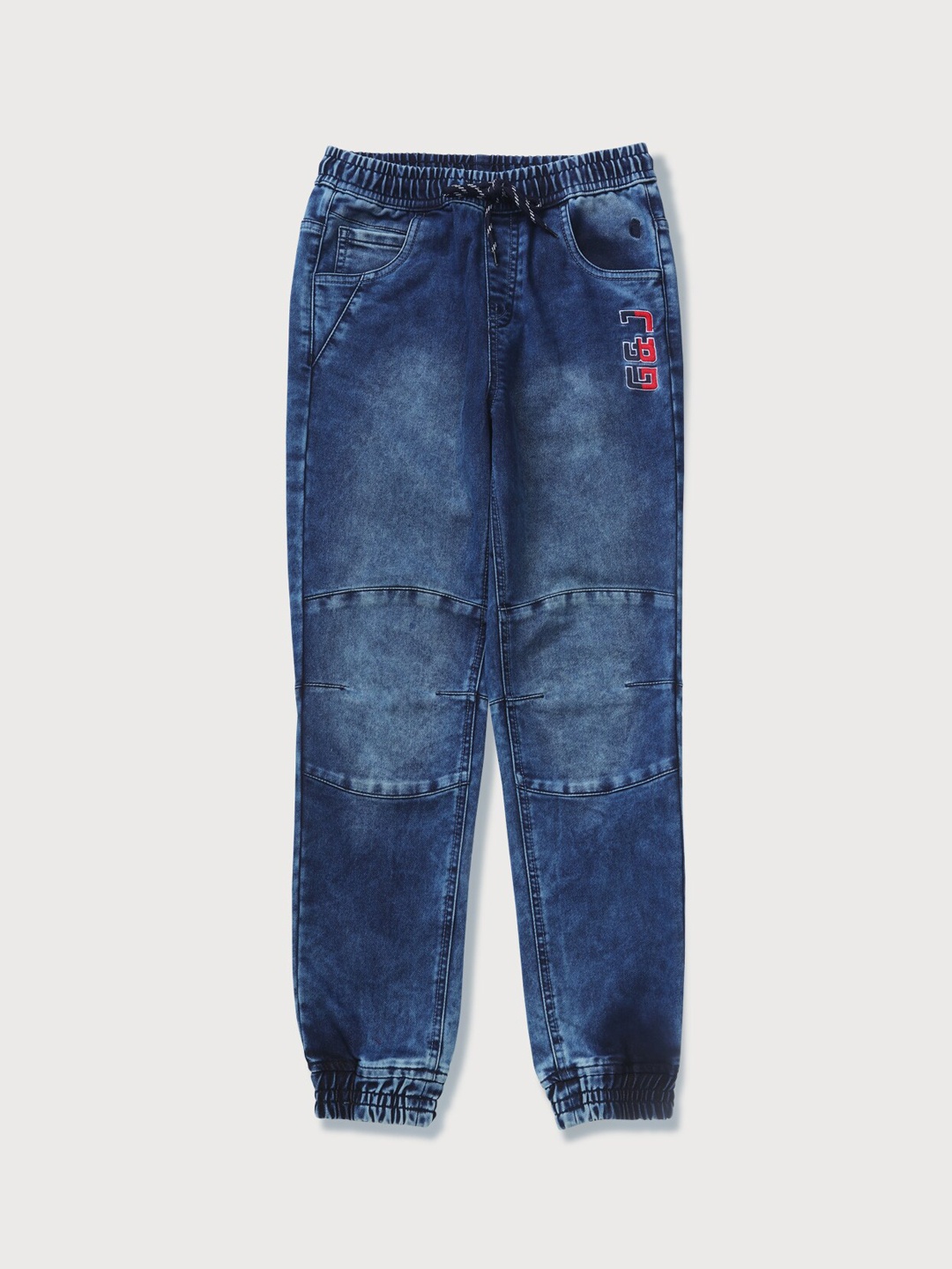 

Gini and Jony Boys Jogger Low Distress Light Fade Cotton Jeans, Navy blue