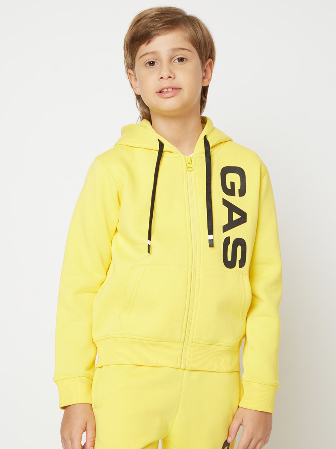 

GAS Boys Yellow Printed Hooded Sweatshirt