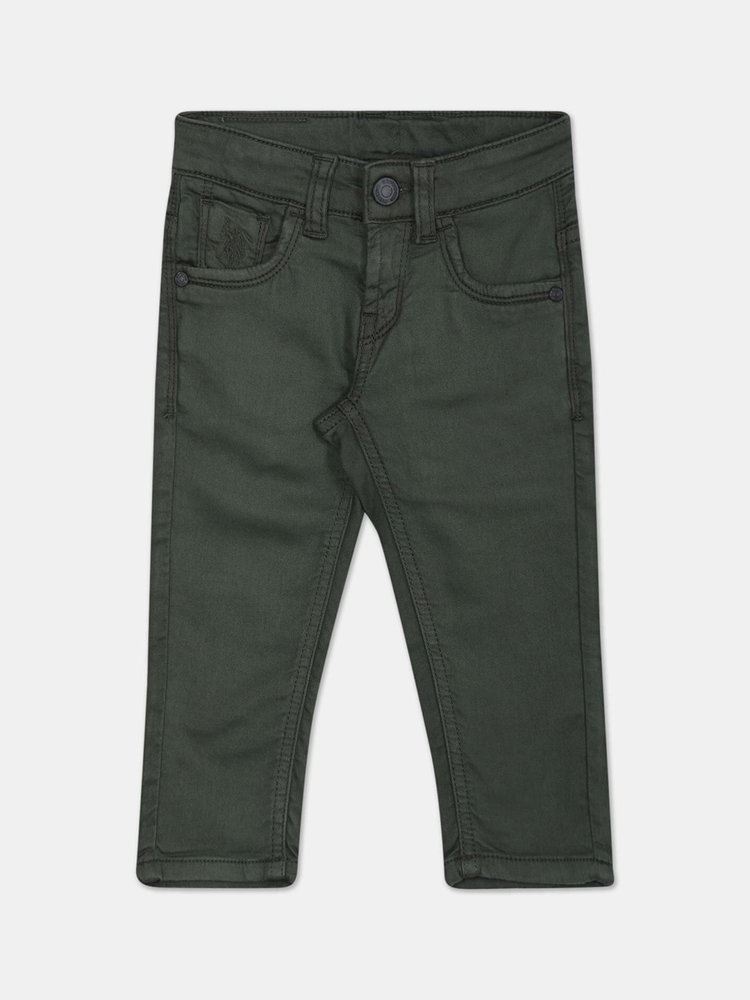 

U.S. Polo Assn. Kids Boys Slim Fit Low Distress Cotton Jeans, Green