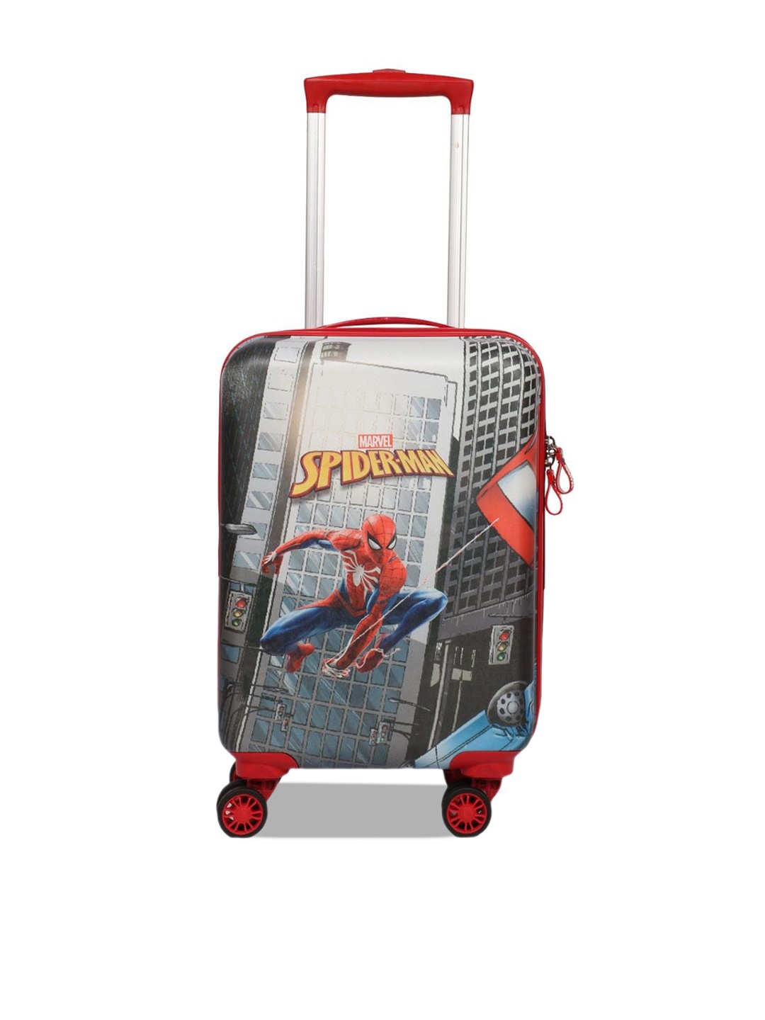 

NOVEX Kids Spiderman Printed Hard-Sided Cabin Trolley Suitcase, Red