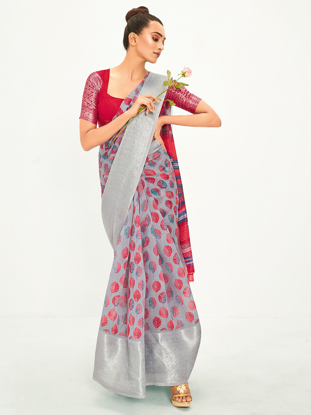 

Saree mall Ethnic Motifs Chanderi Saree, Grey