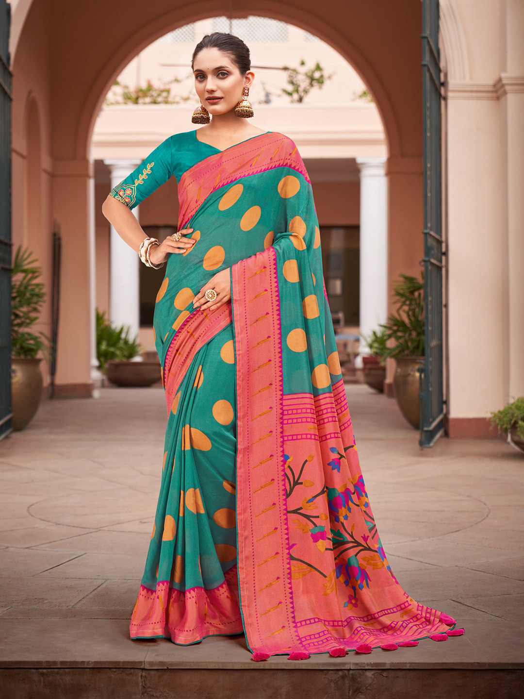 

Saree mall Brasso Bagru Sarees, Blue