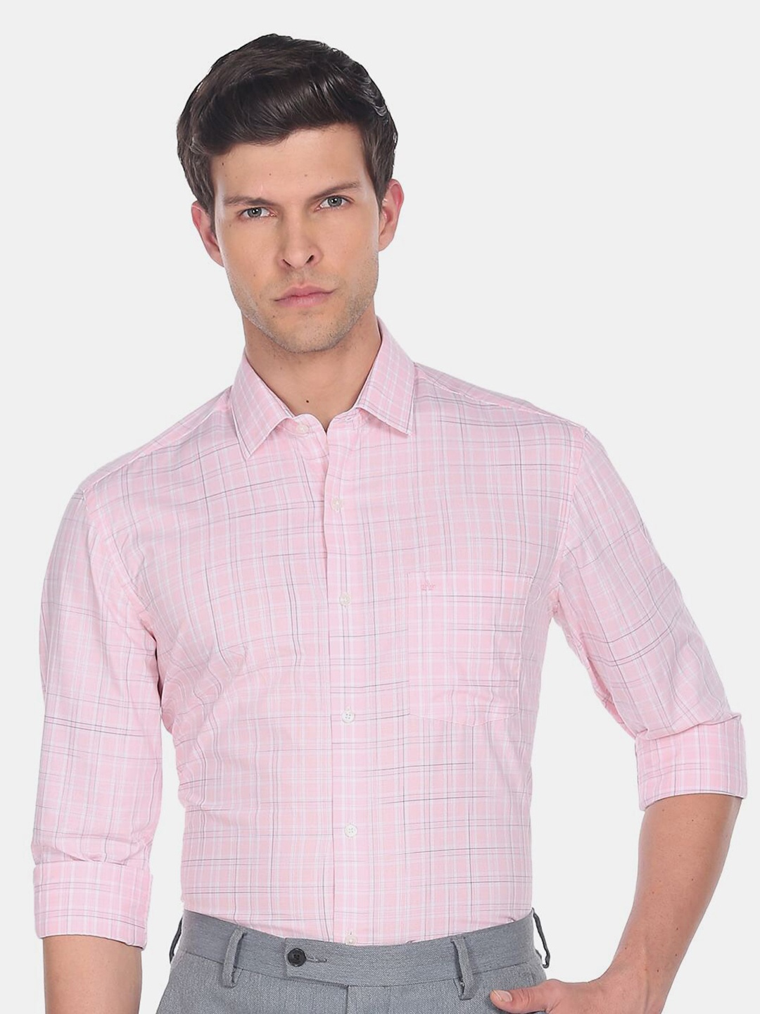 

Arrow Men Checked Casual Cotton Shirt, Pink