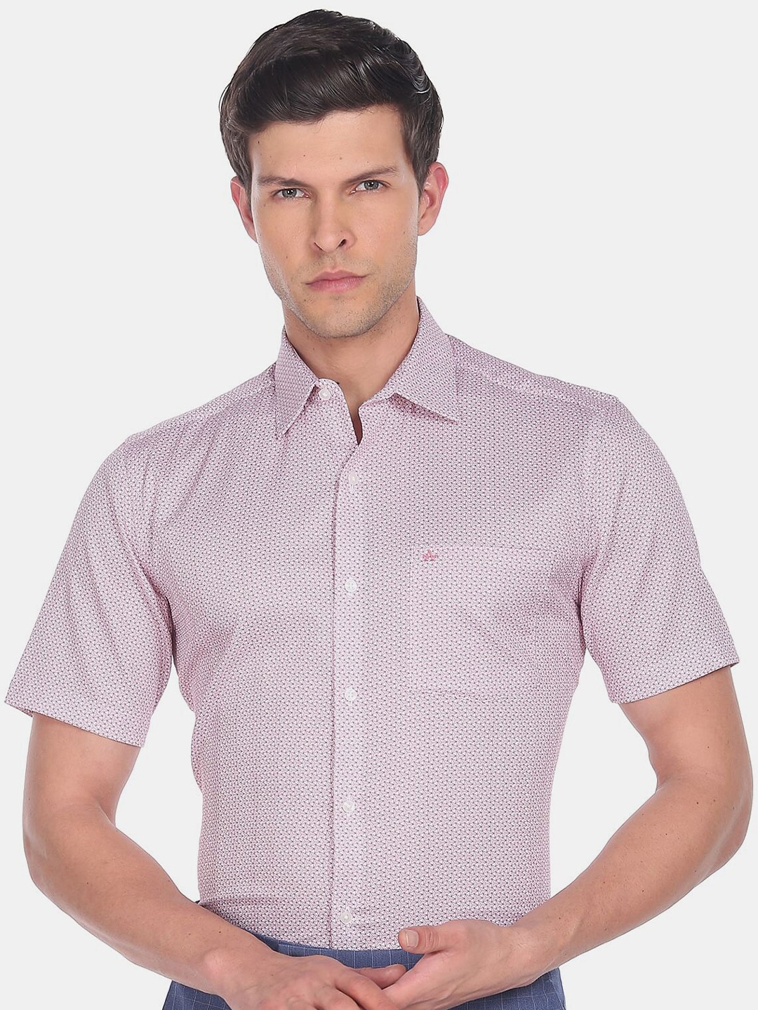 

Arrow Men Printed Cotton Formal Shirt, Pink