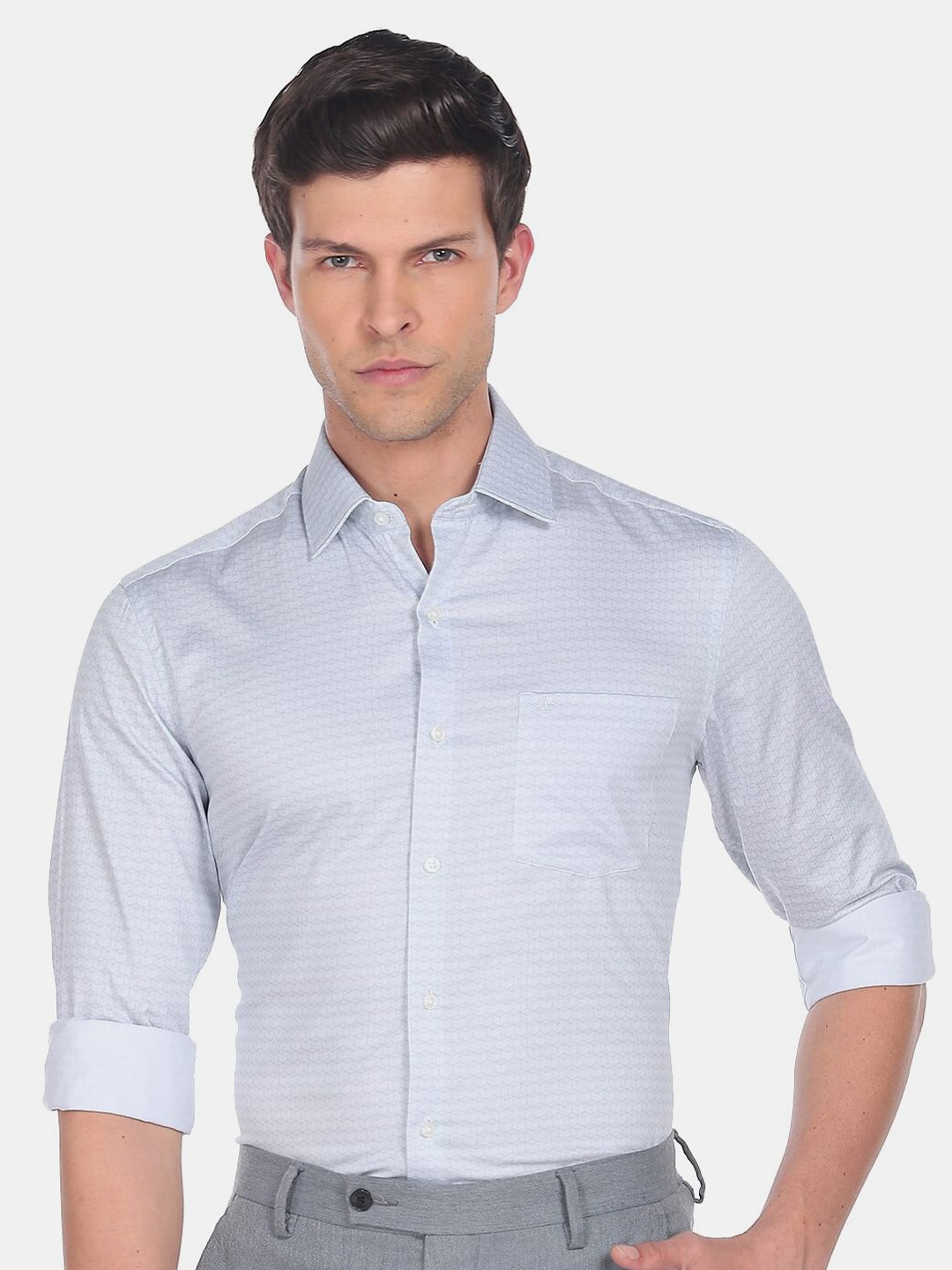 

Arrow Men Slim Fit Printed Formal Cotton Shirt, Grey