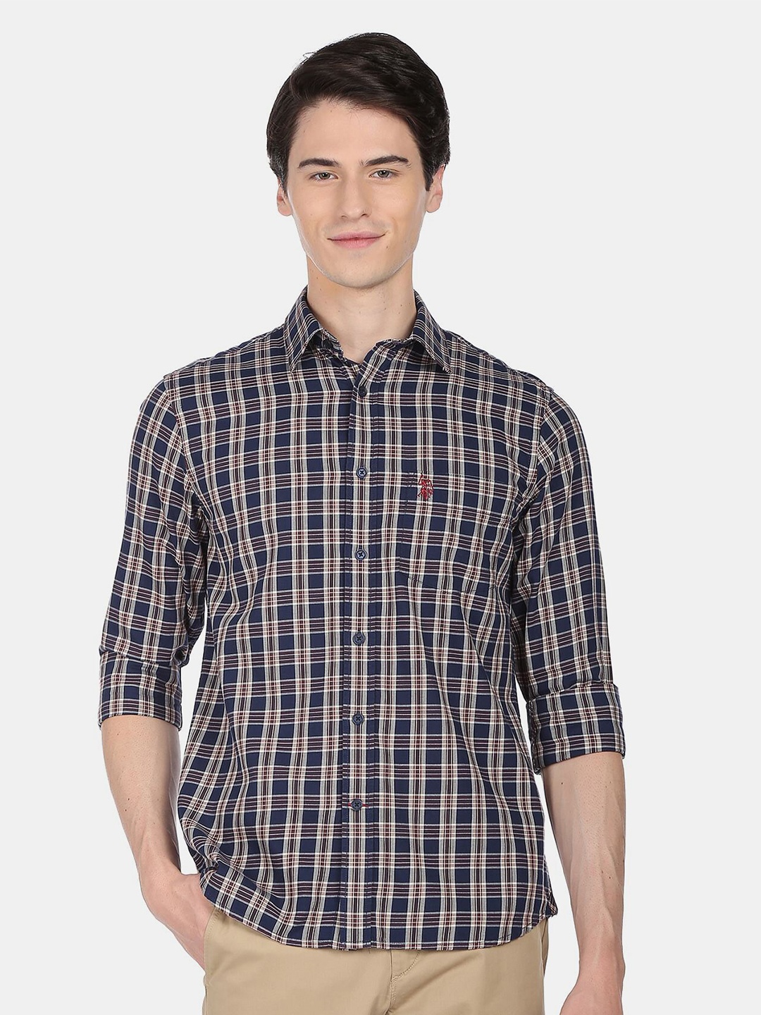 

U.S. Polo Assn. Men Tartan Checks Checked Casual Cotton Shirt, Blue