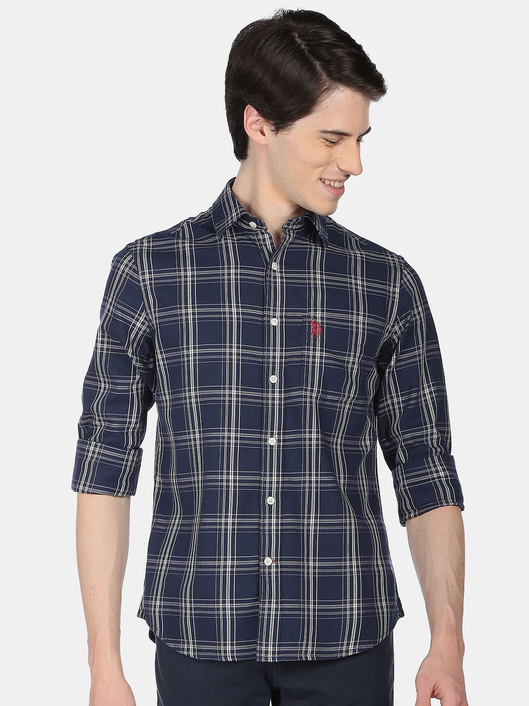 

U.S. Polo Assn. Men Tartan Checked Casual Shirt, Blue