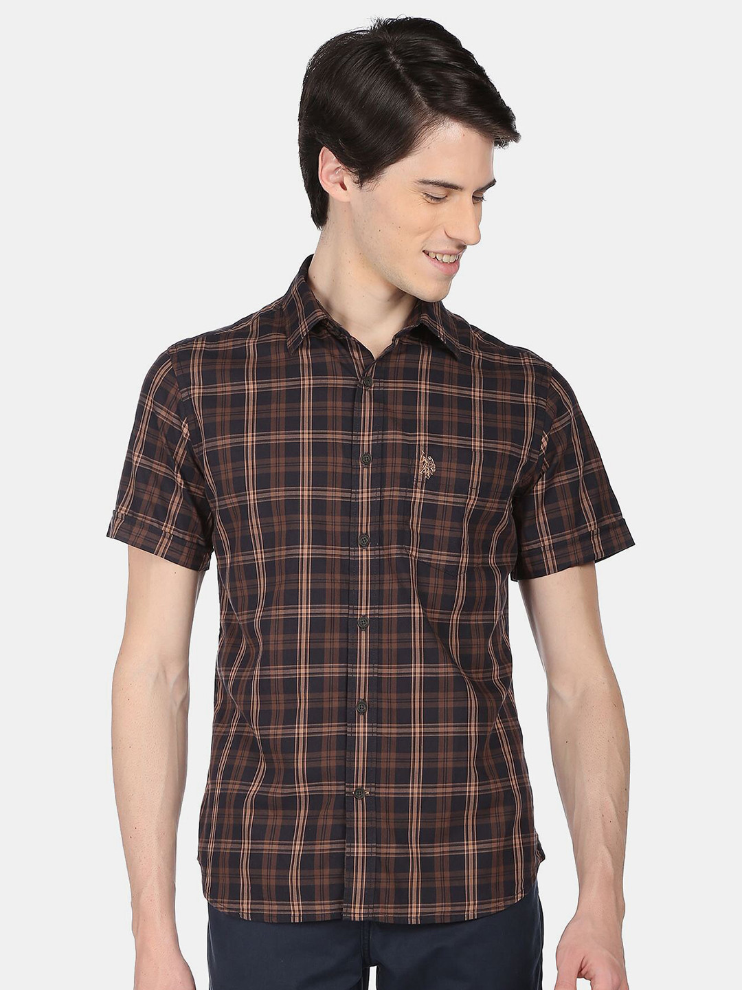 

U.S. Polo Assn. Men Tartan Checked Casual Cotton Shirt, Black