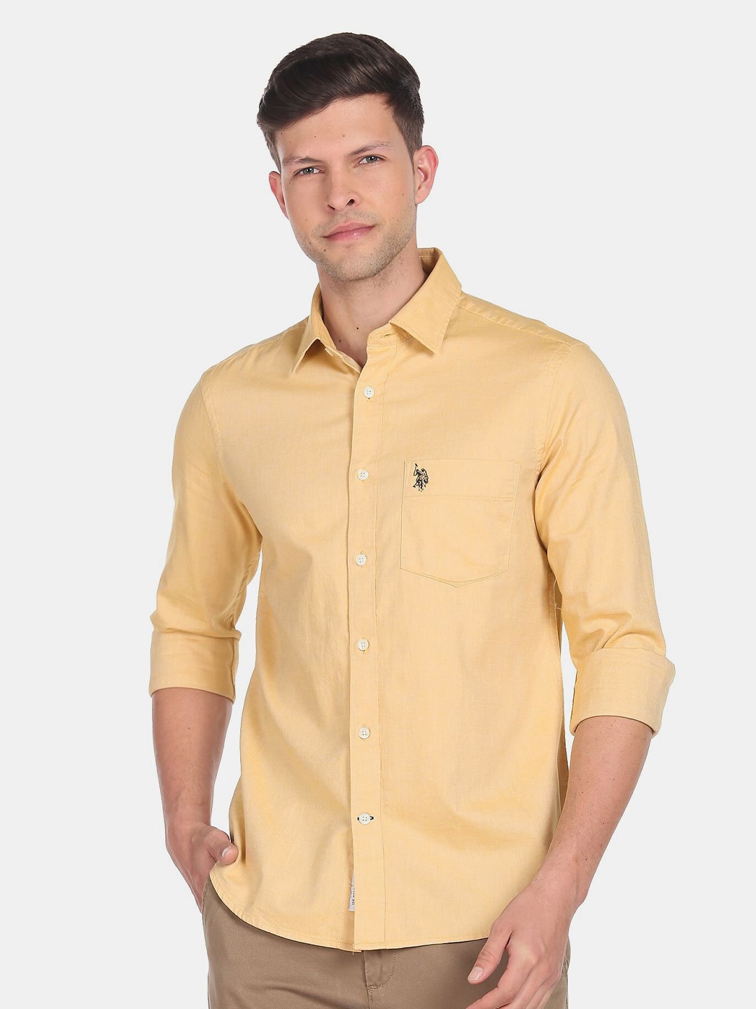 

U.S. Polo Assn. Men Casual Cotton Shirt, Yellow