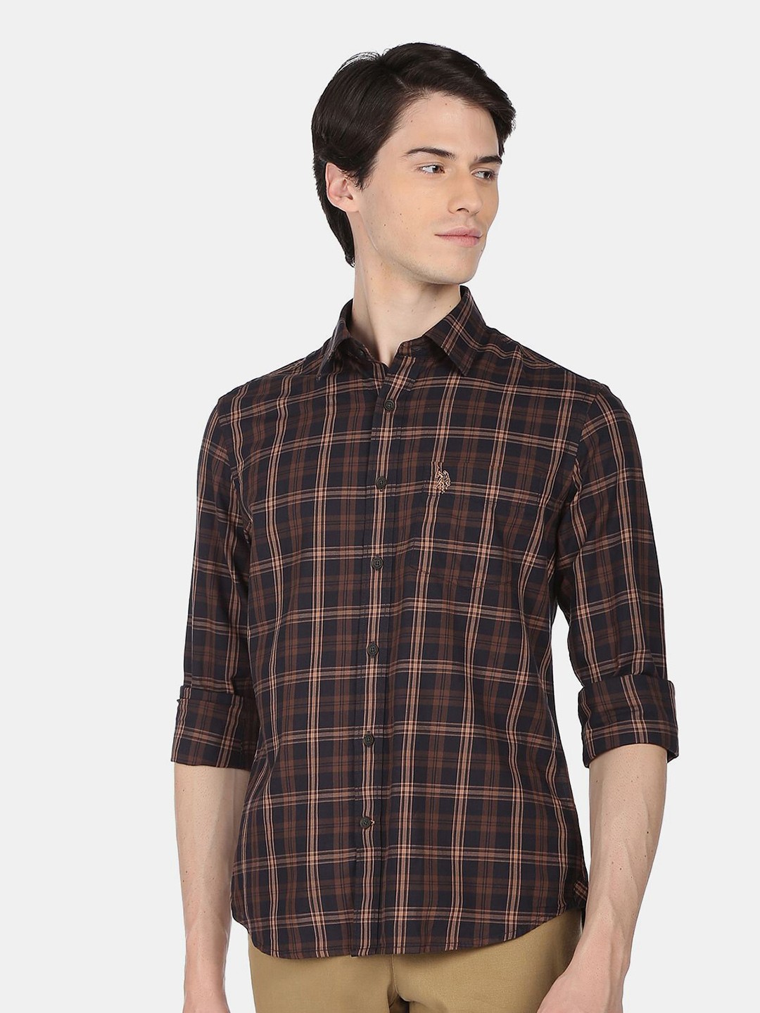 

U.S. Polo Assn. Men Tartan Checked Casual Cotton Shirt, Black