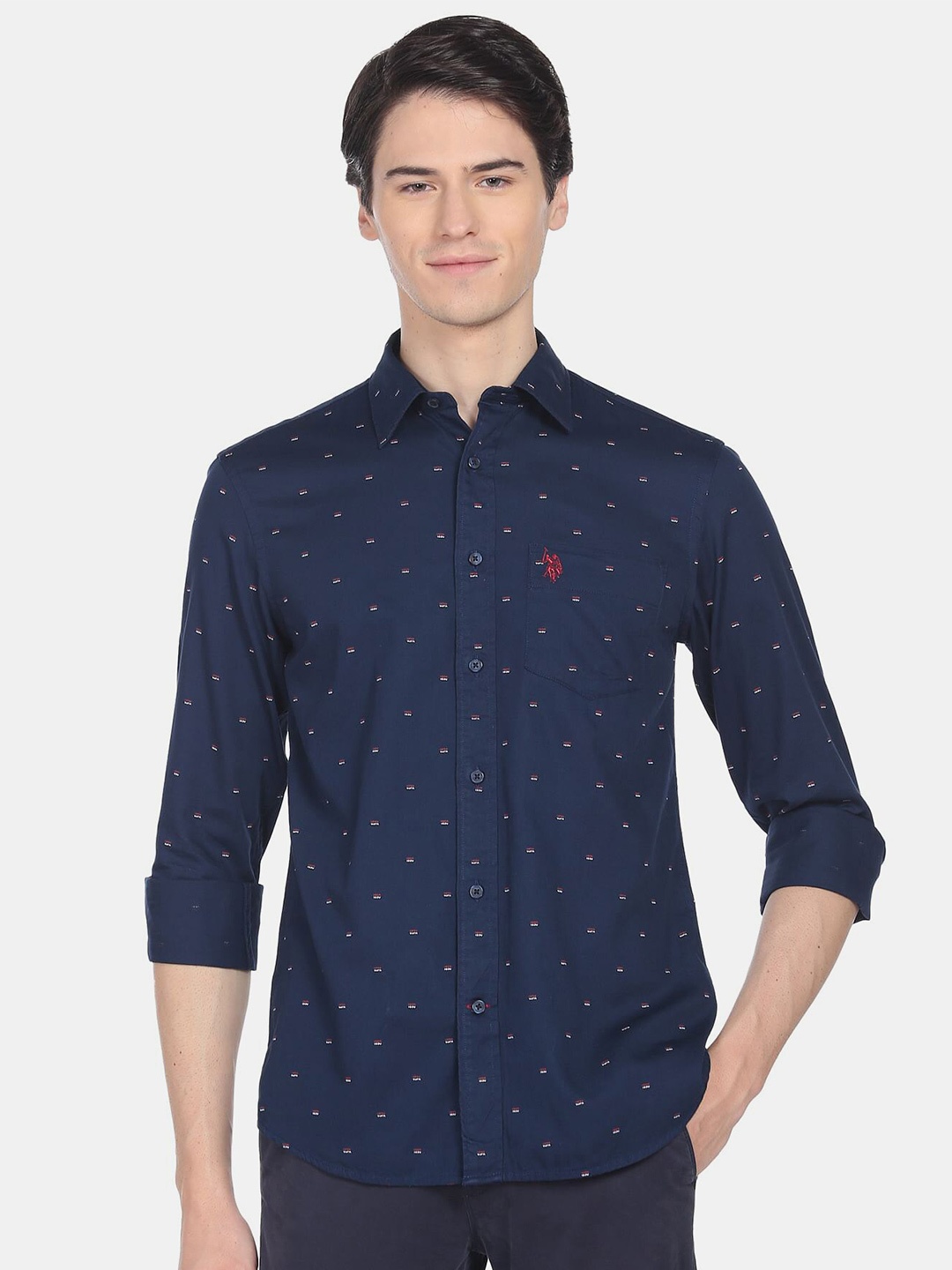 

U.S. Polo Assn. Men Cotton Printed Casual Shirt, Blue