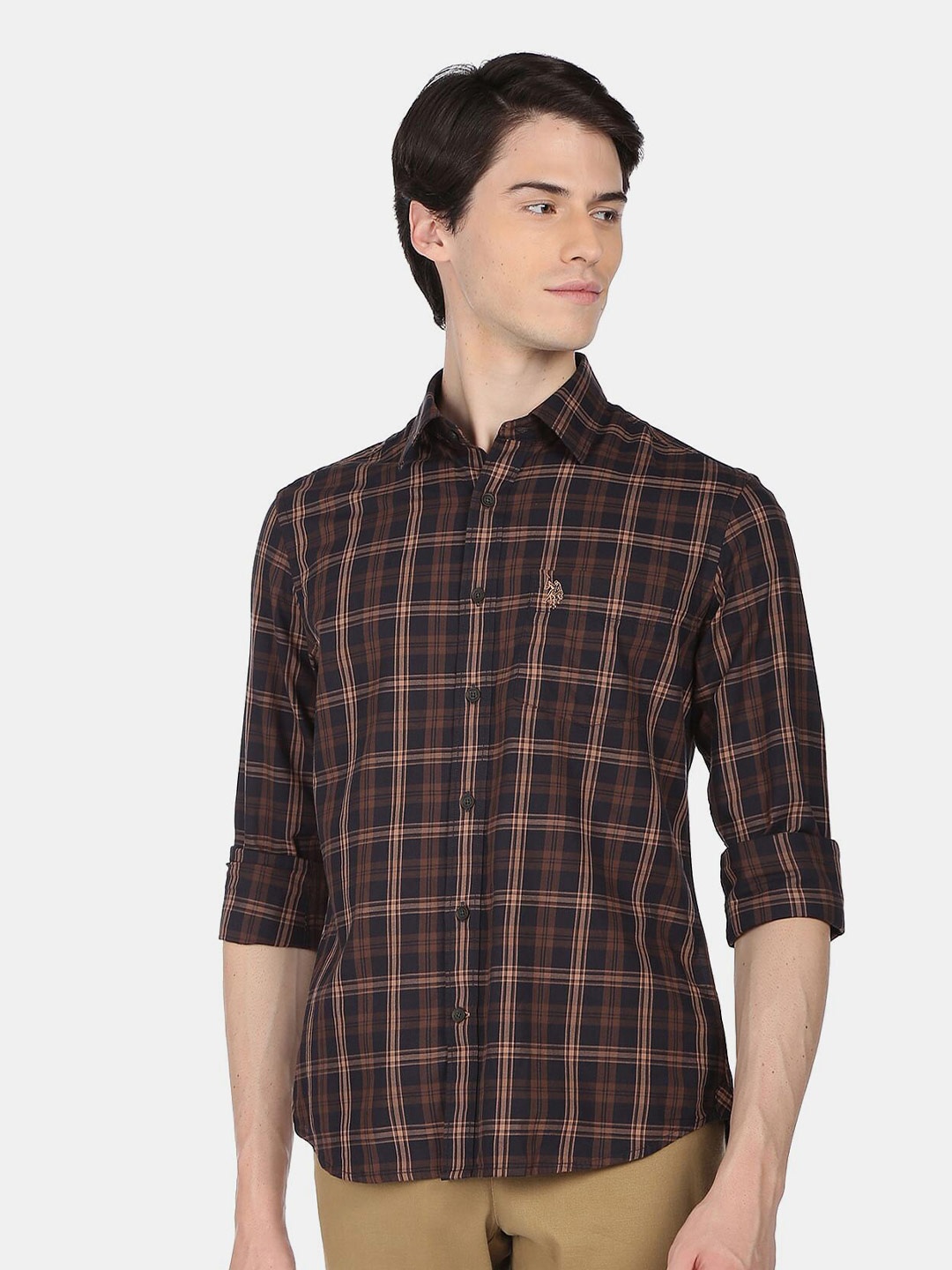 

U.S. Polo Assn. Men Checked Casual Cotton Shirt, Black