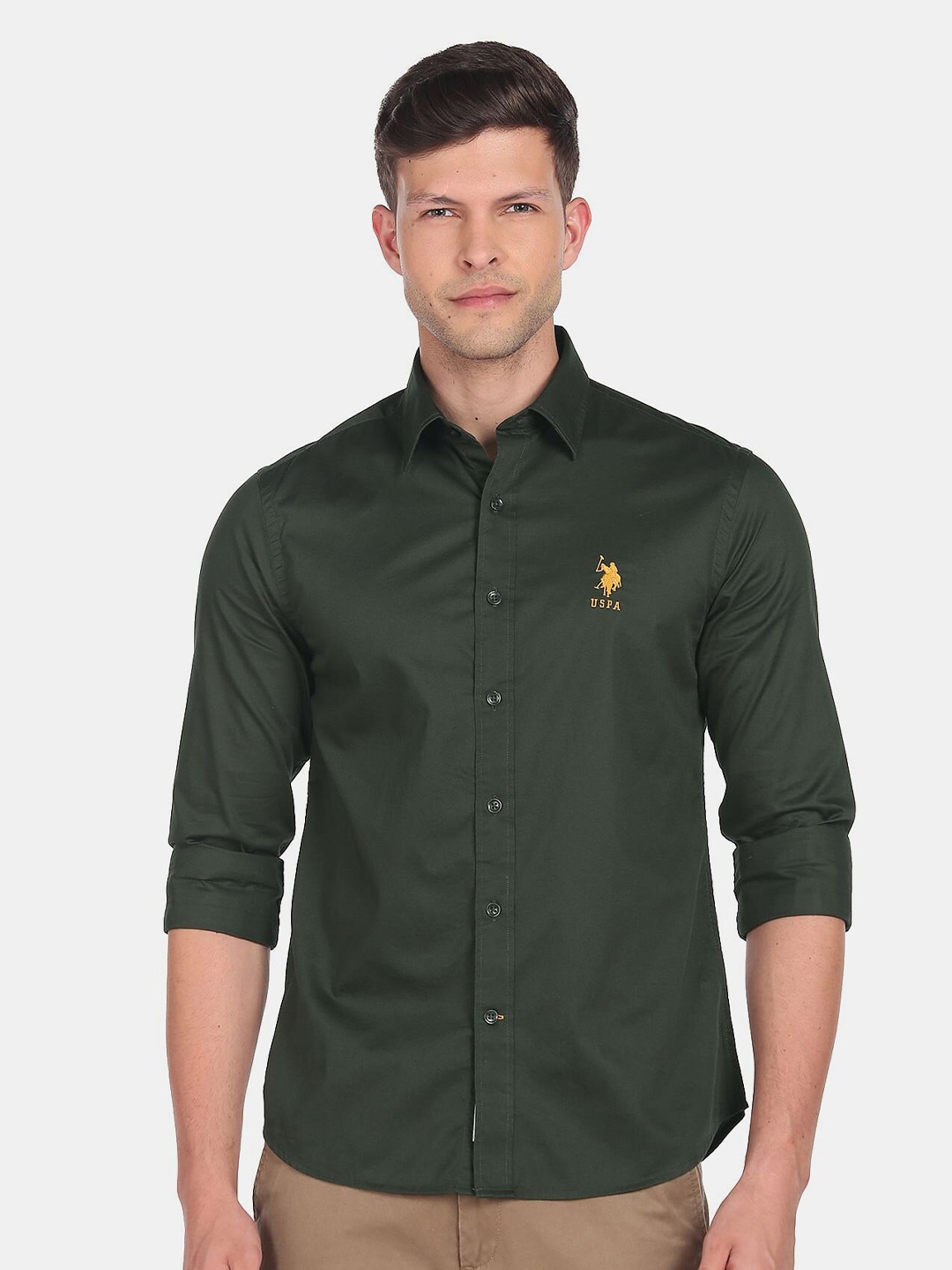 

U.S. Polo Assn. Men Casual Pure Cotton Shirt, Green