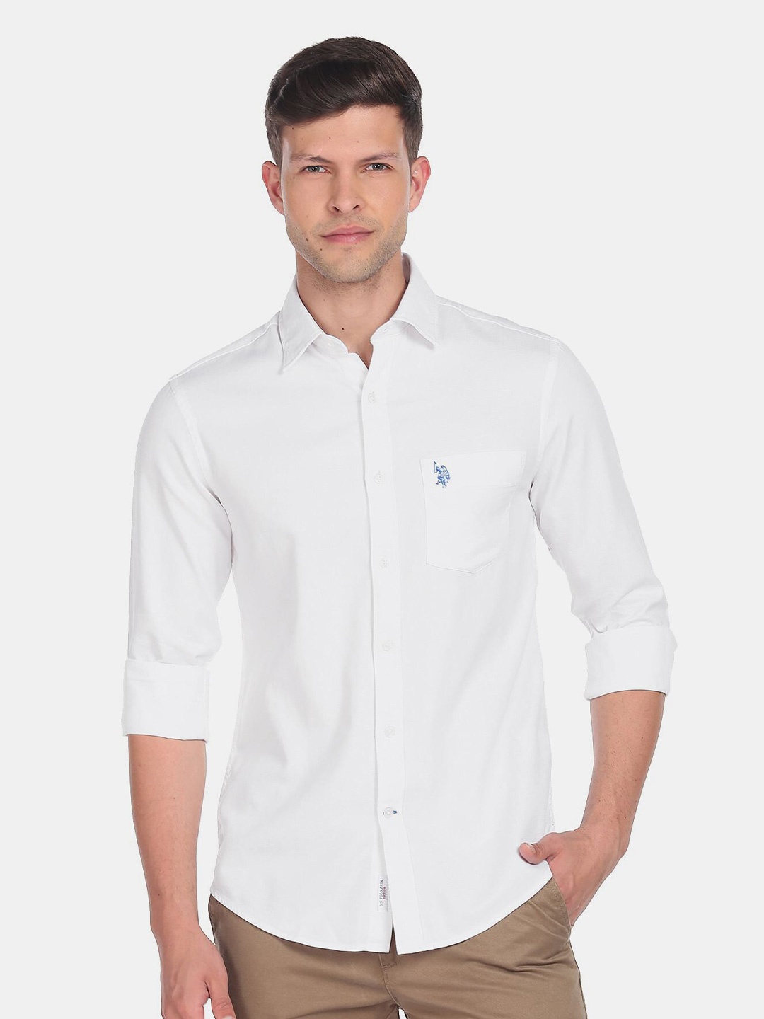 

U.S. Polo Assn. Men Casual Pure Cotton Shirt, White