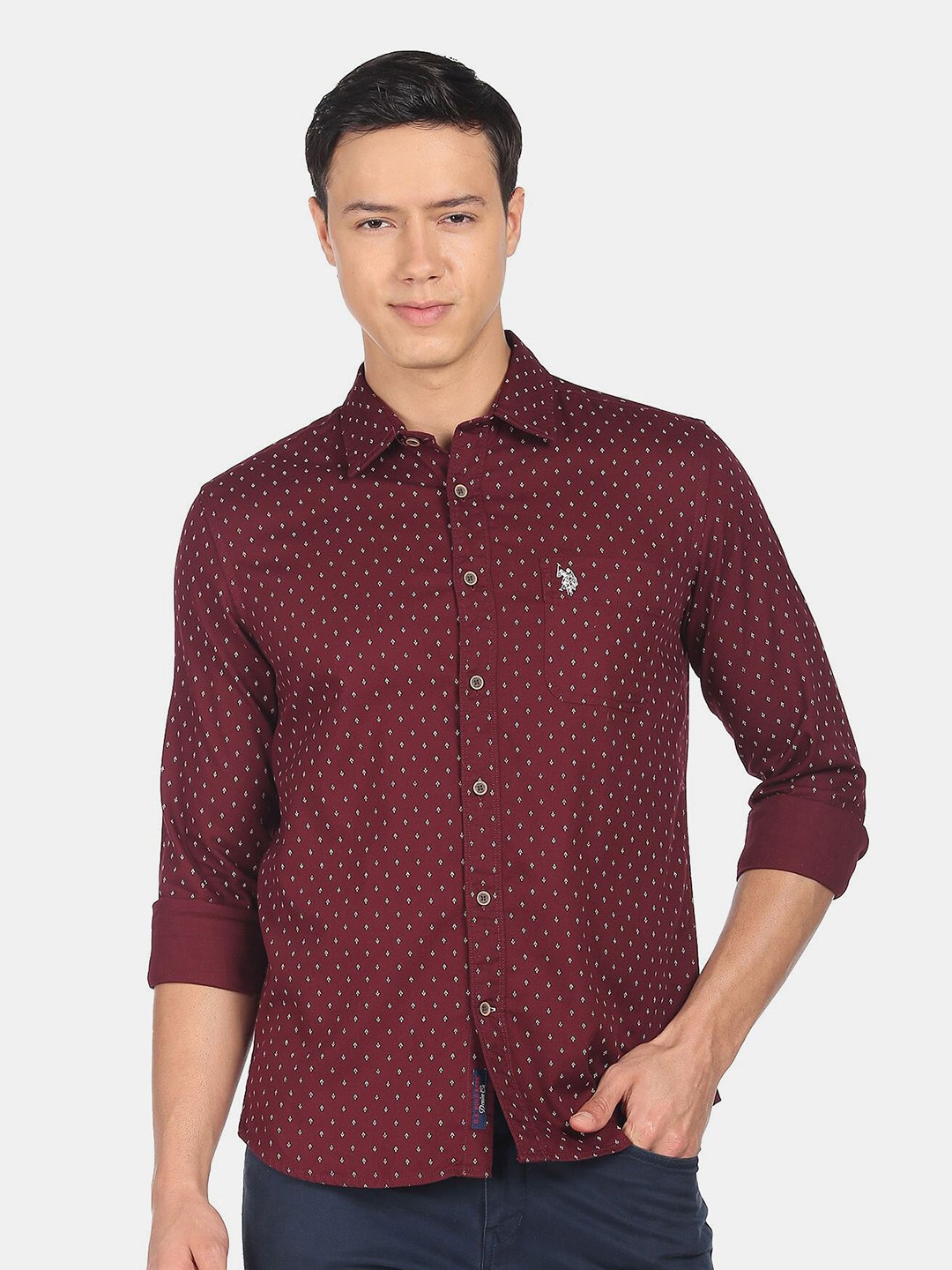 

U.S. Polo Assn. Denim Co. Men Printed Casual Cotton Shirt, Red