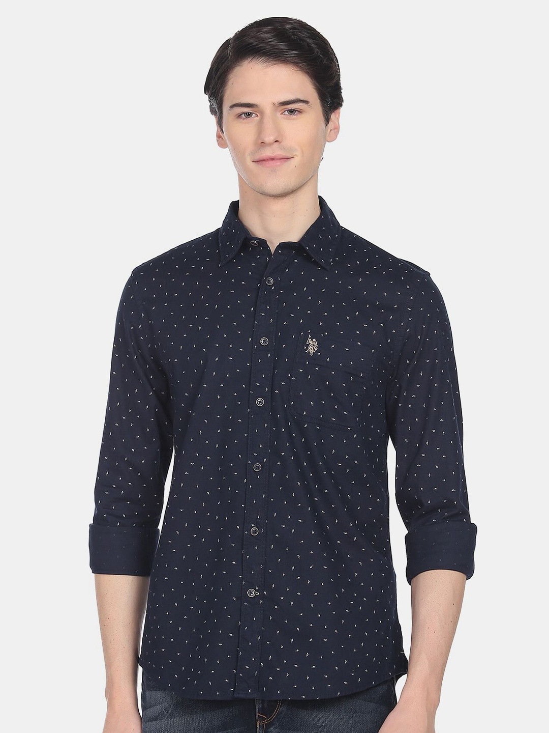 

U.S. Polo Assn. Denim Co. Men Cotton Slim Fit Printed Casual Shirt, Blue