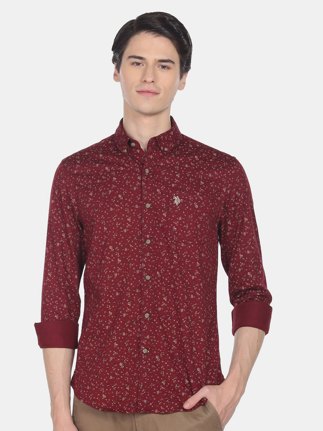 

U.S. Polo Assn. Denim Co. Men Cotton Printed Casual Shirt, Red