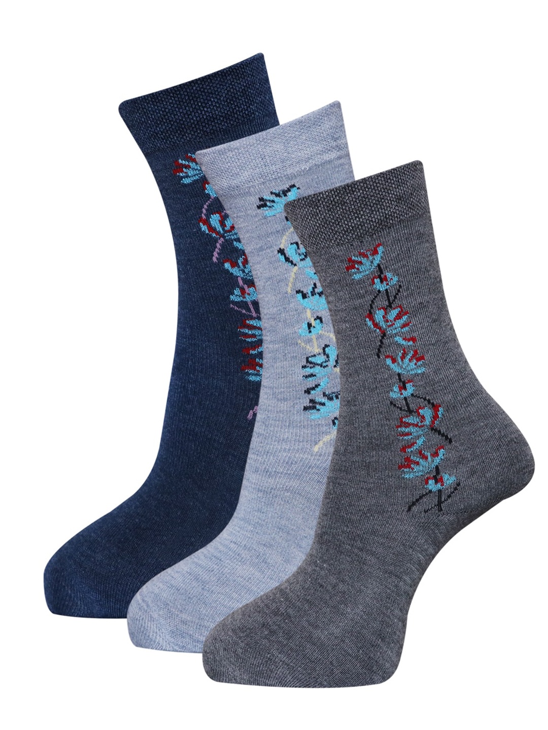 

Dollar Socks Women Pack Of 3 Assorted Woolen Calf-Length Socks