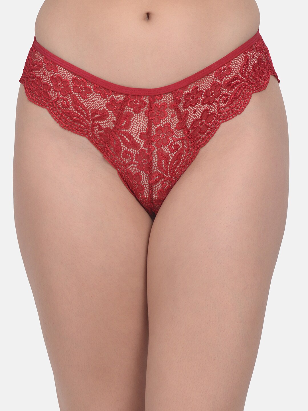 

mod & shy Self-Design Laced Bikini Briefs MU188New-S, Maroon