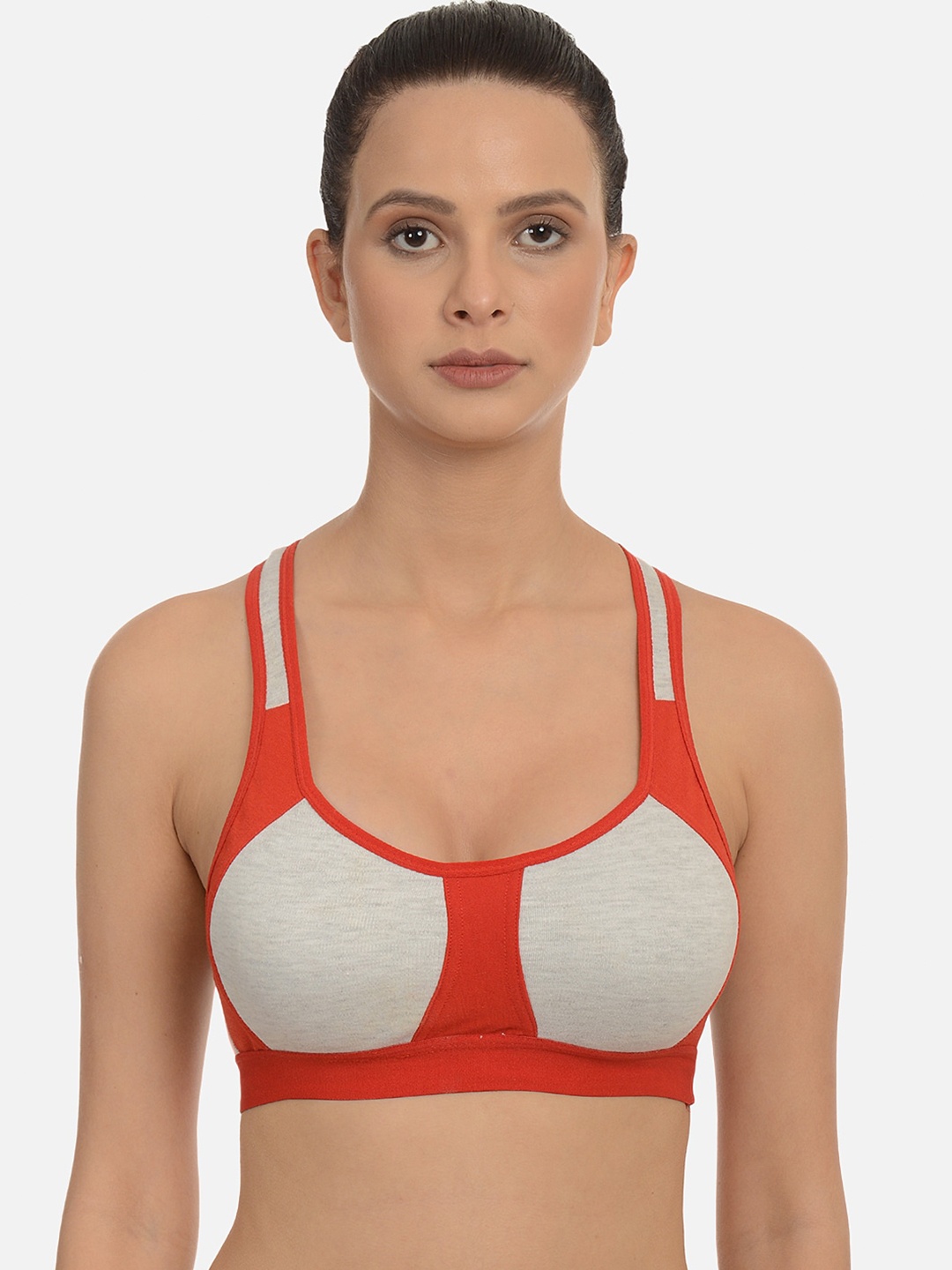 

mod & shy Colourblocked Seamless Non-Padded Sports Bra MS111New-32B, Red