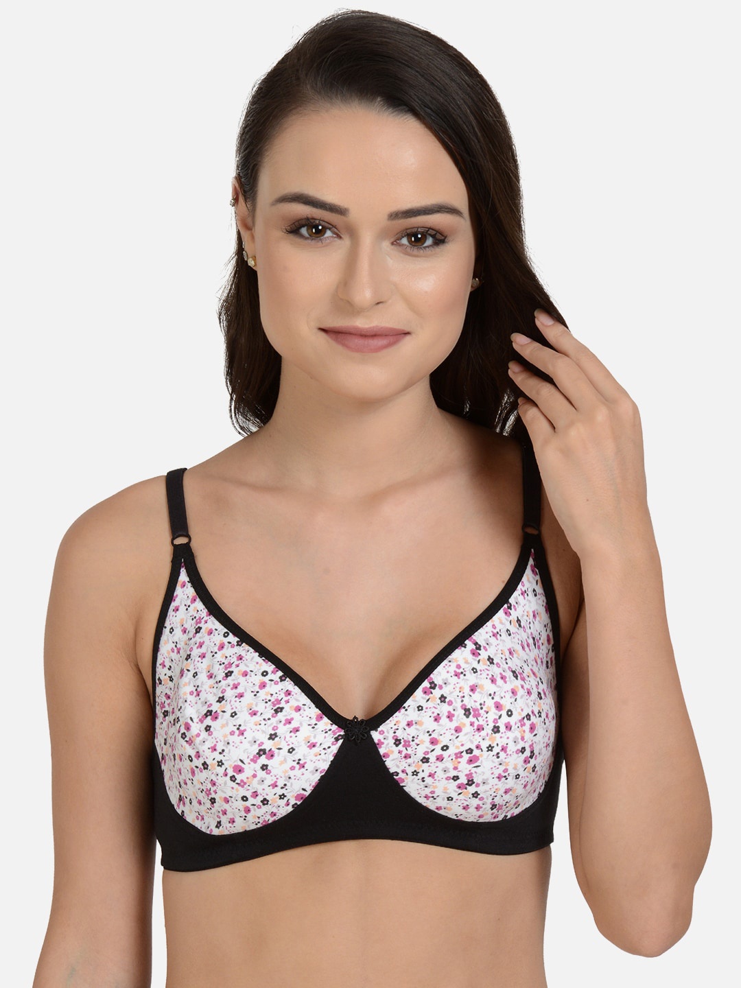 

mod & shy Floral Printed Non Padded Non-Wired T-shirt Bra, White
