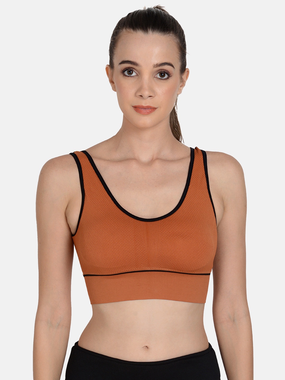 

mod & shy Removable Padding Non-Wired Workout Sports Bra, Rust