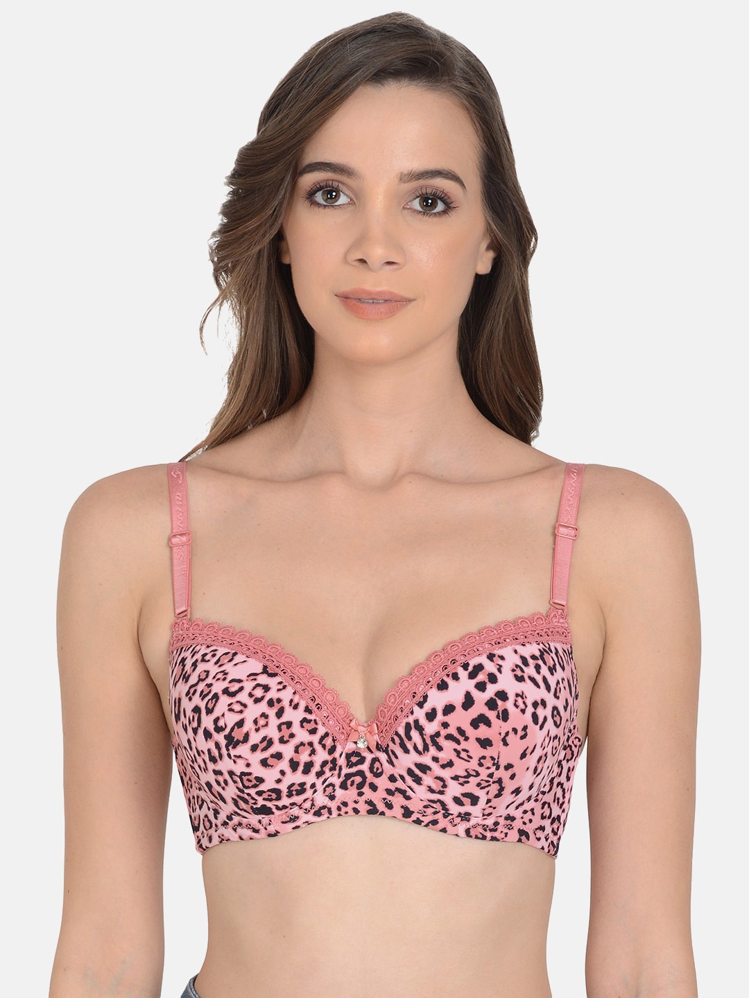 

mod & shy Animal Printed Underwired Lightly Padded Bra, Pink
