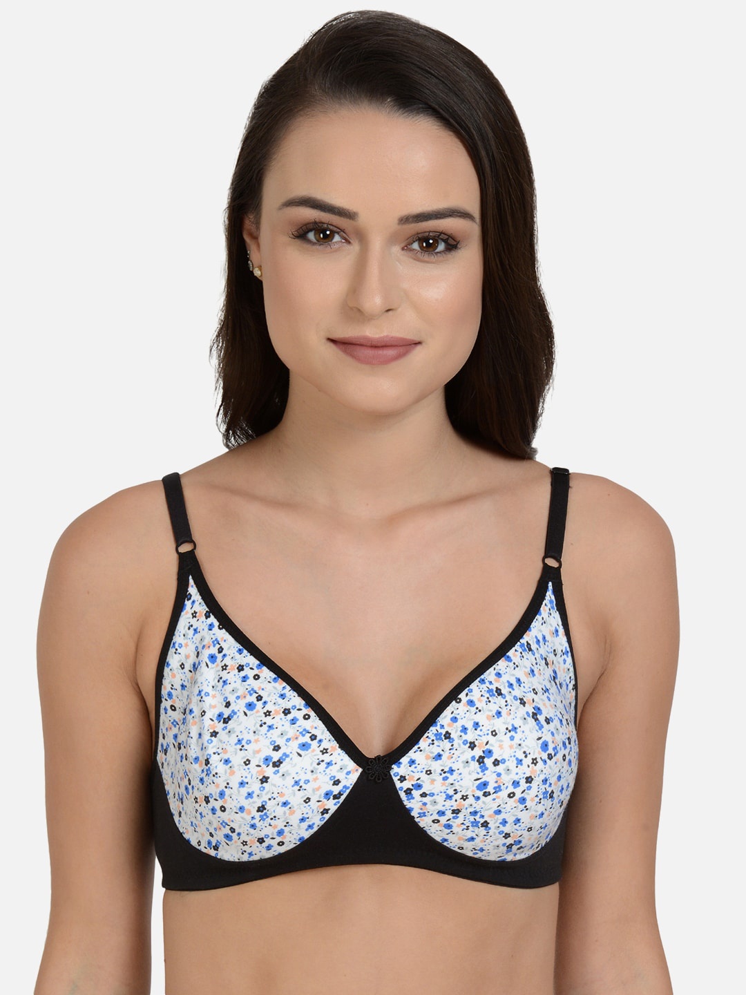 

mod & shy Floral Printed Non Padded Non-Wired T-shirt Bra, White