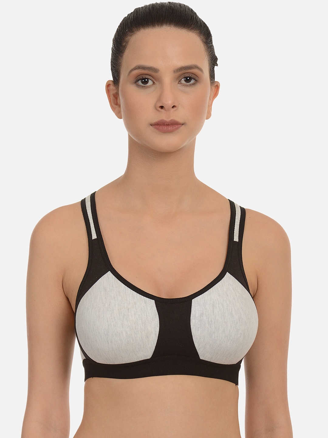 

mod & shy Colourblocked Non Padded Seamless Sports Bra, Black