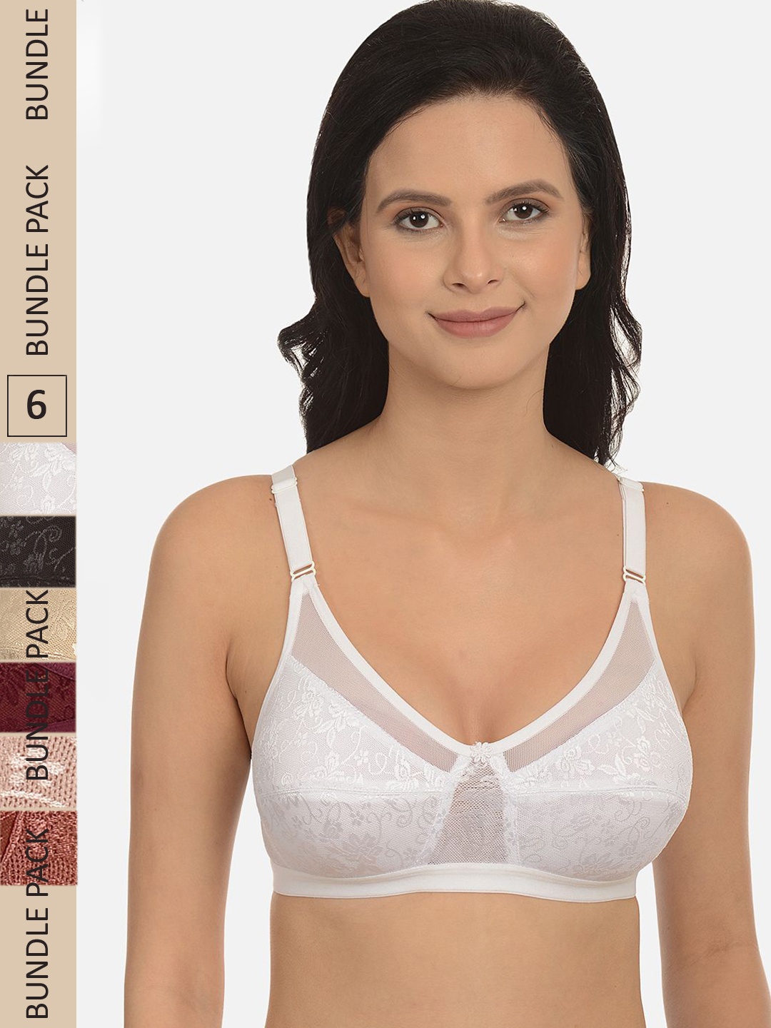 

mod & shy Pack of 6 Non Padded Medium Coverage Bra, Assorted