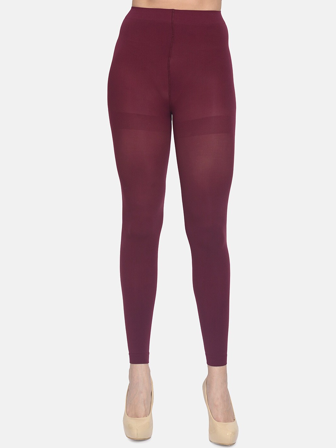 

mod & shy Women High-Rise Semi Sheer Stockings, Burgundy