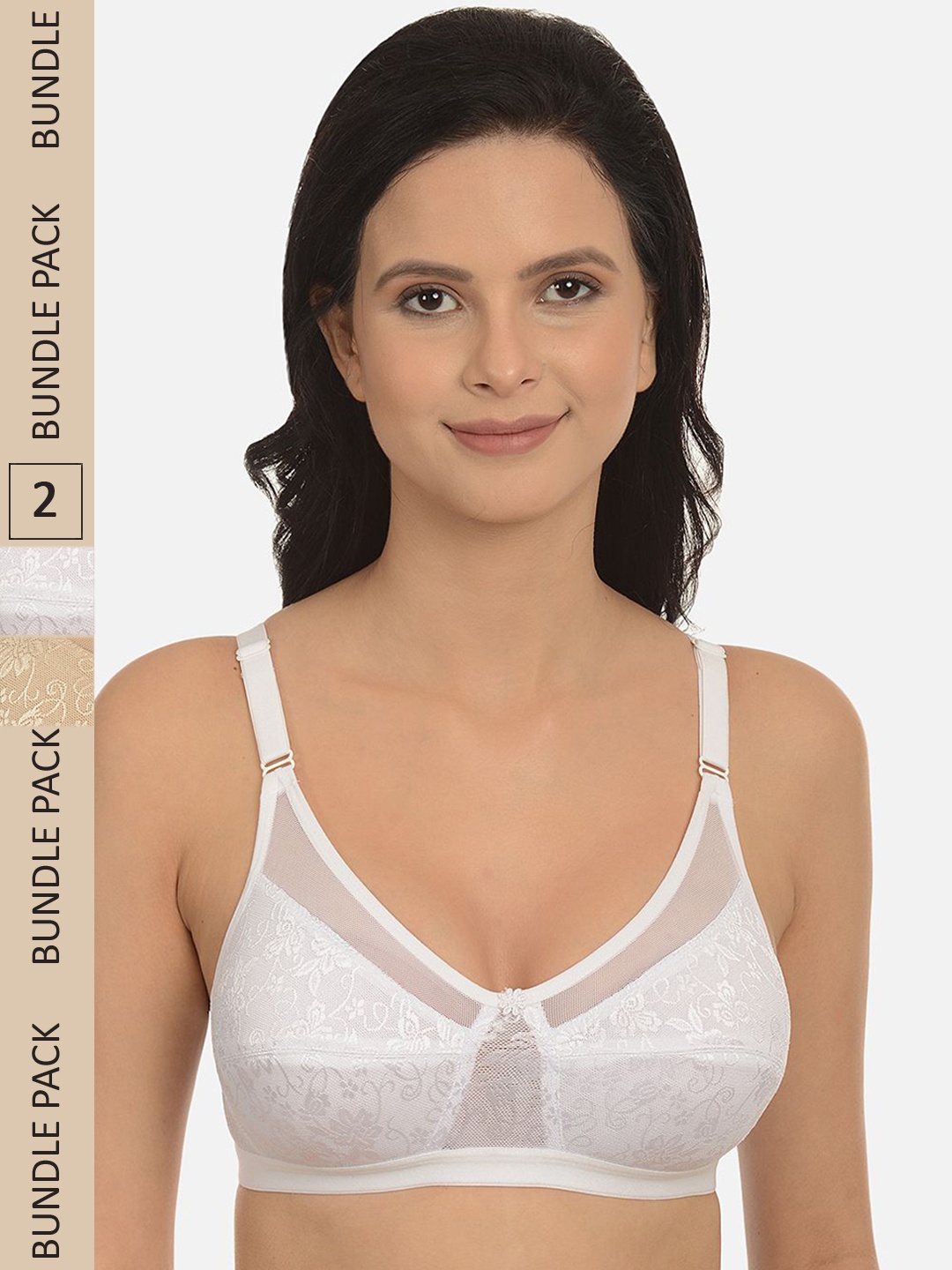 

mod & shy Pack of 2 Non Padded Medium Coverage Bra, White