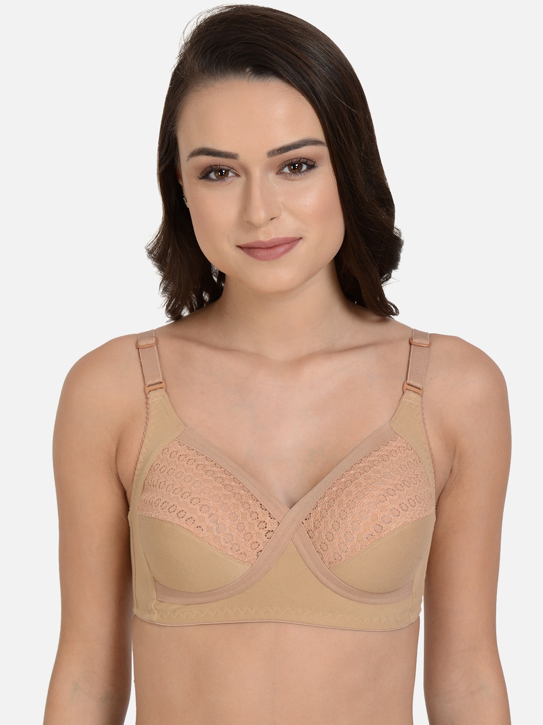 

mod & shy Cotton Non Padded Medium Coverage Minimiser Bra, Beige