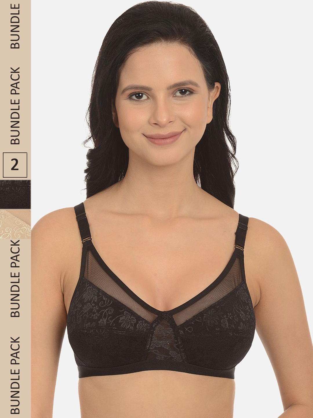 

mod & shy Pack of 2 Assorted Floral Non-Padded Non Wired Mesh Bra