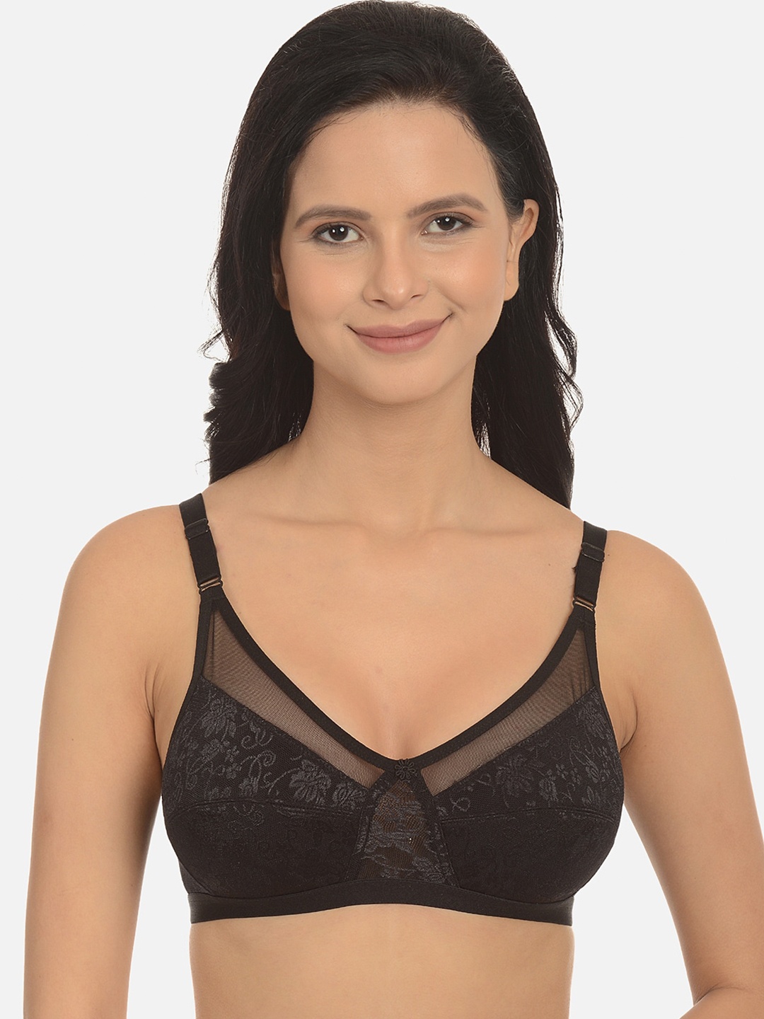 

mod & shy Non Wired Self Design Bra, Black