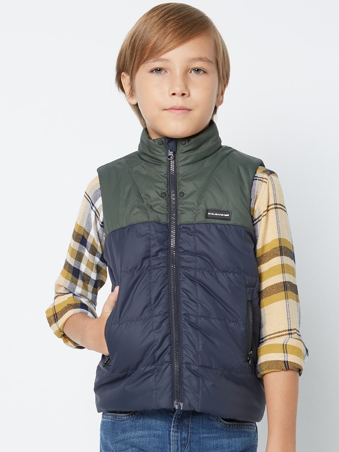 

GAS Boys Colourblocked Padded Jacket, Navy blue