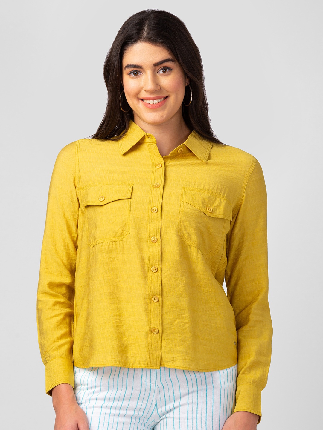 

SPYKAR Women Casual Shirt, Mustard