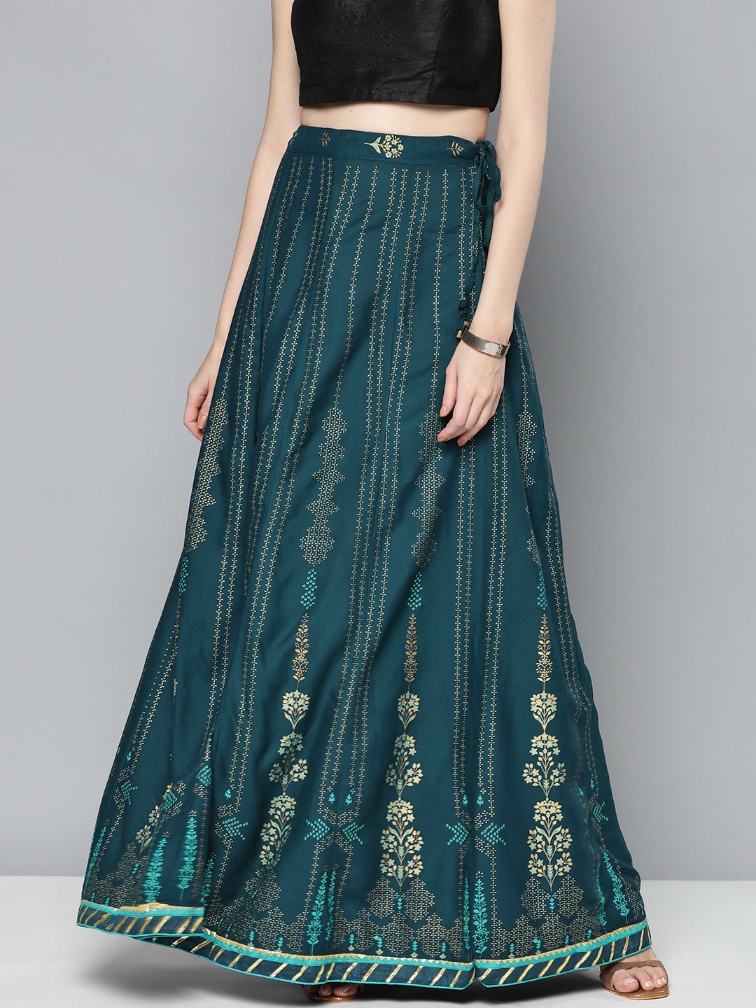 

Kvsfab Ethnic Print Flared Maxi Skirt, Blue