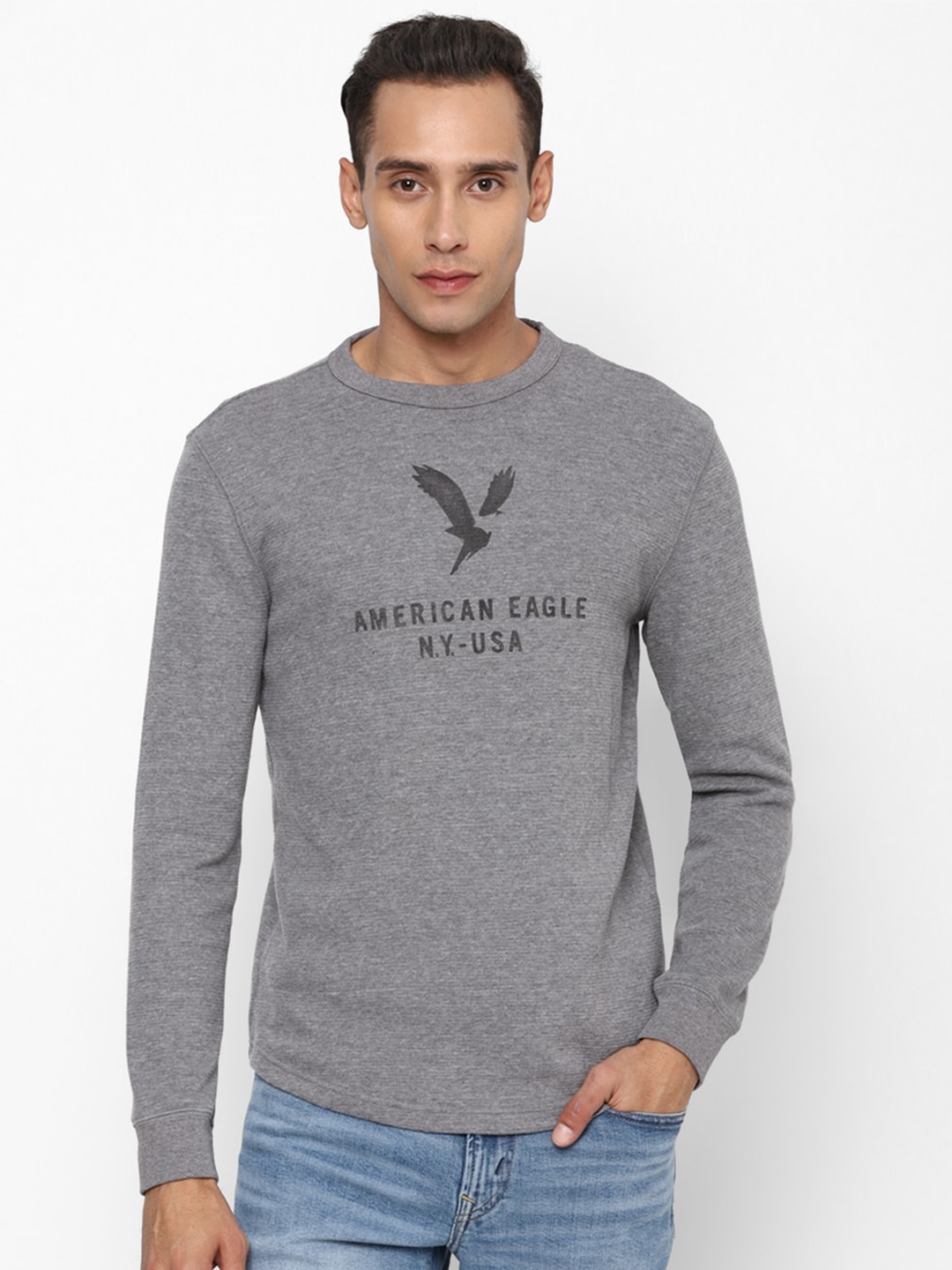 

AMERICAN EAGLE OUTFITTERS Men Typography Printed T-shirt, Grey